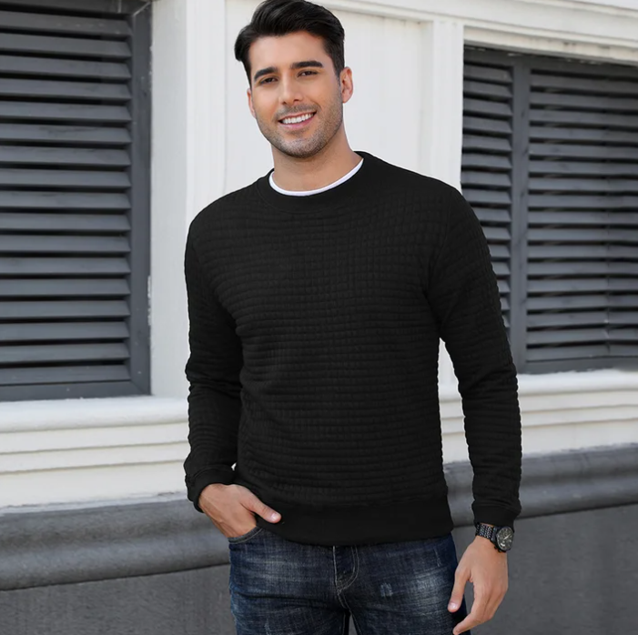 SOMER Men's Sweater Pullover Crewneck Sweatshirts for Men Fall Pullover Sweater for Men Casual Fashion Lightweight Waffle Long Sleeve Tops