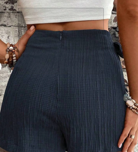 SOMER Women's Dresses Mini Skorts skirts High Waist Wrap Ruffle Elastic Side Tie Style for Beach Casual Holiday Trendy Summer 2025 Dark Blue